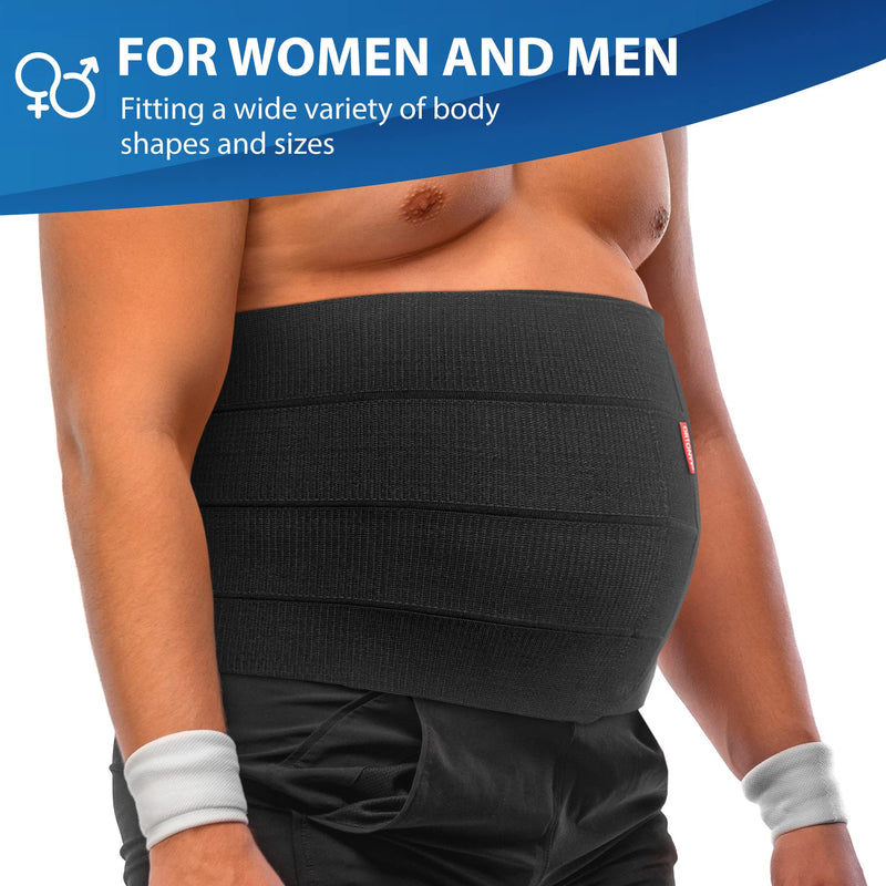 ORTONYX 12" Abdominal Binder for Men and Women/Postpartum Post-Operative Post-Surgery Wrap/Abdomen Navel Umbilical Hernia Support Belt / 524012 Black 3XL Plus Size 3X-Large (58"-78") - BeesActive Australia