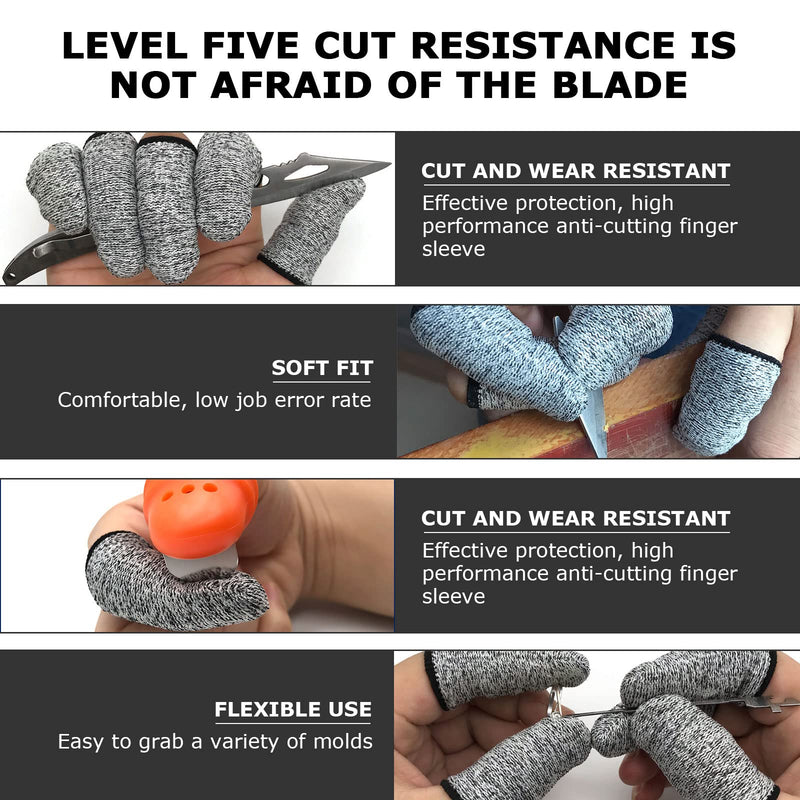 TSHAOUN 40 Pcs Finger Cots Finger Protectors, Anti Cutting Finger Cover Reusable Anti-Slip Finger Sleeve, Cut Resistant Protection for Garden, Kitchen, Work, Sculpture,Agricultural Affairs (Grey) Grey - BeesActive Australia