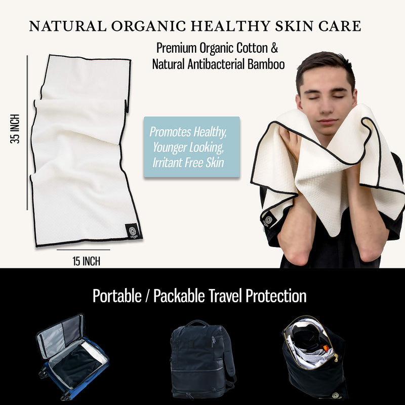 [AUSTRALIA] - Gym Towel Ultra Soft Extra Absorbent Organic Bamboo Cotton for Men Daily Face Wash Care of Sensitive Skin & Premium Sweat Cloth 15 X 35 Eco Travel Made in USA Natural/Black 