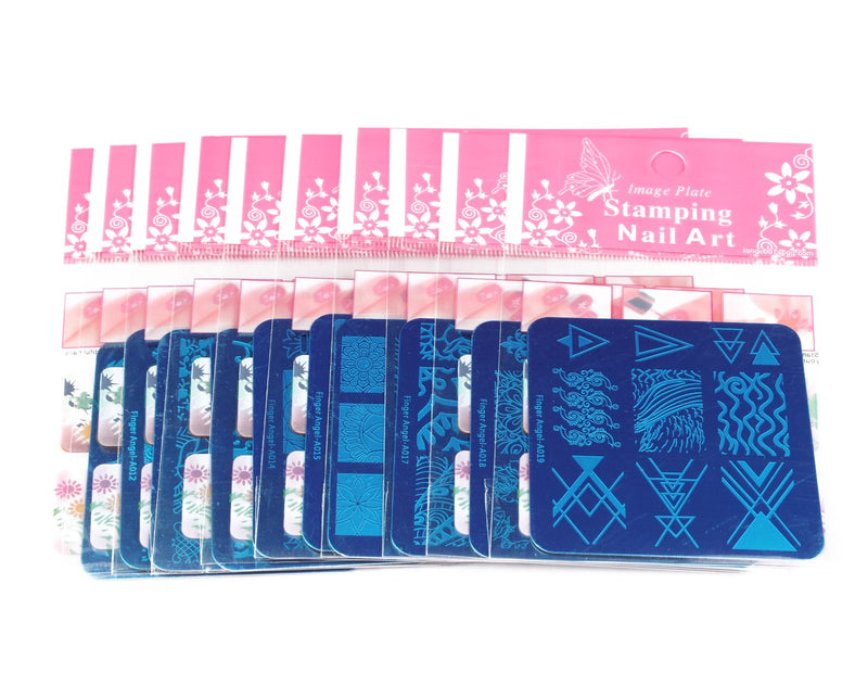 BeautyLeader Mix 10 Designs Nail Plates +1 Pcs Nail Art Stamper + 1 Scraper Nail Art Image Stamp Stamping Plates Manicure Template Nail Art Tools (A011-020) A011-020 - BeesActive Australia