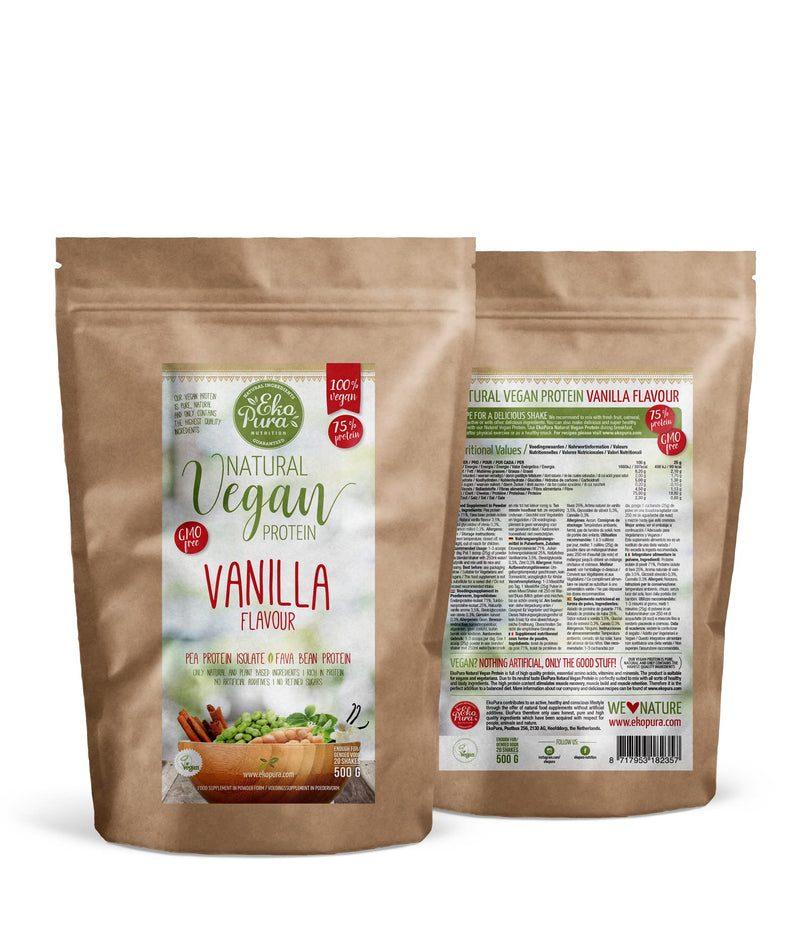 Ekopura Natural Vegan Protein – Vanilla - 500g | 75% Protein | Free from Allergens, Lactose, GMOs, and Soy | Plant-Based Protein | Perfect for Your Smoothies, Cooking, and Baking - BeesActive Australia