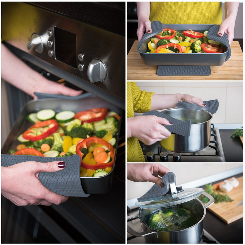 Silicone Trivet Mats - Pot Holders - Drying Mat Our potholders Kitchen Tools is Heat Resistant to 440°F, Non-Slip Durable Flexible Easy to wash and Dry and Contains 4 pcs by Q's INN. Gray - BeesActive Australia