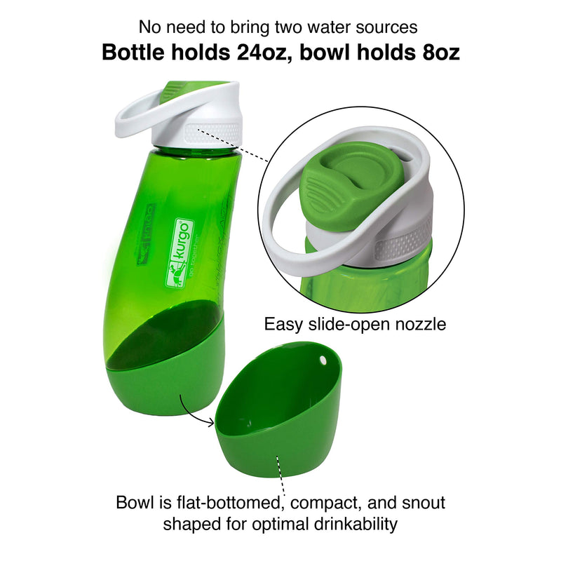 Kurgo Gourd 2 in 1 Dog Travel Water Bottle, Pet Water Bottle, Portable Water Dish for Dogs, Detachable Bowl, Dishwasher Safe, Holds 24 oz Coastal Blue - BeesActive Australia