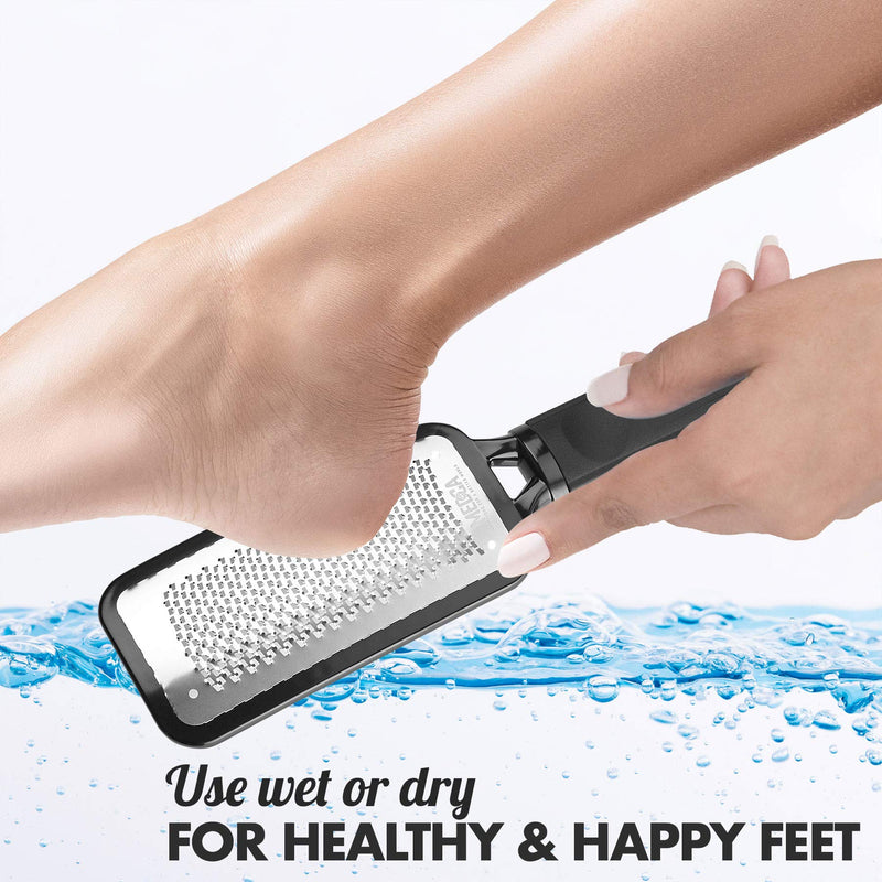 Pedicure Kit Foot Scrubber - The X-Large Ultimate Foot File and Callus Remover Tool | Stainless Steel Surface Heel & Feet Exfoliator | Professional Spa Quality Pumice Stone Rasp Dead Skin Remover - BeesActive Australia