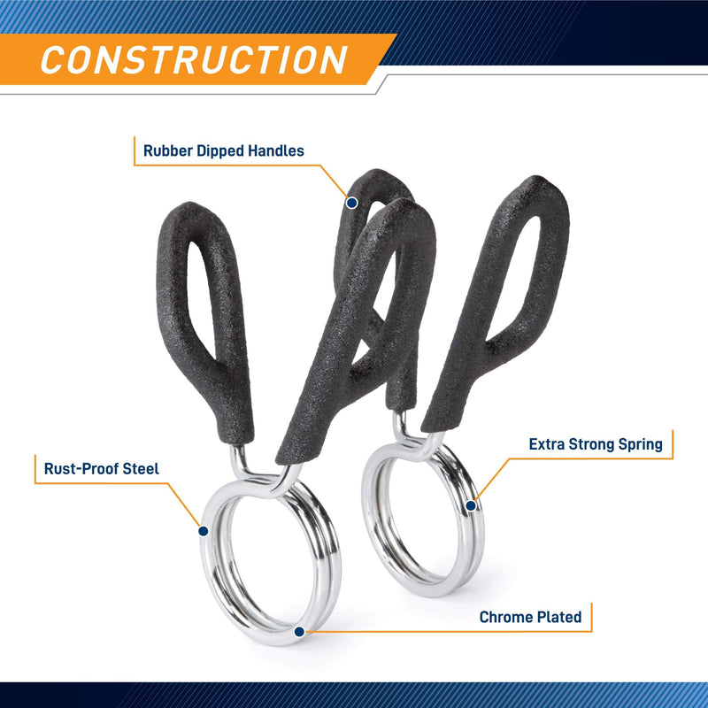 Marcy Weightlifting Accessory Spring Clip Collars for Weight Bar and Dumbbell Handles, Sold in Pair Standard Bar - BeesActive Australia
