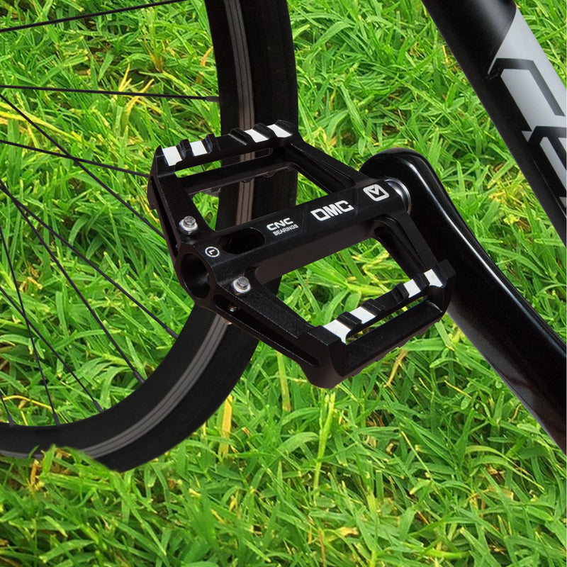 OMC MTB Lightweight Aluminum Alloy Pedals Mountain Bike Pedals 3 Bearing Non-Slip Bicycle Platform Pedals for BMX MTB 9/16" Black - BeesActive Australia