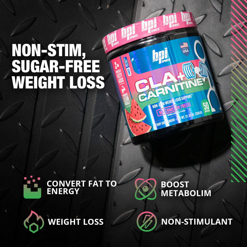 BPI Sports CLA+Carnitine–Conjugated Linoleic Acid–Weight Loss Formula –Metabolism, Performance, Lean Muscle–Caffeine Free–For Men & Women–Watermelon Freeze–50 servings – 12.34 oz.(Packaging May Vary) Watermelon Freeze - BeesActive Australia
