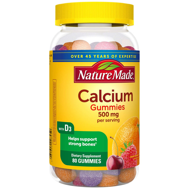 Nature Made Calcium 500 mg helps support Bone Strength with Vitamin D3 700 IU for Immune Support, Gummies, 80 Count - BeesActive Australia