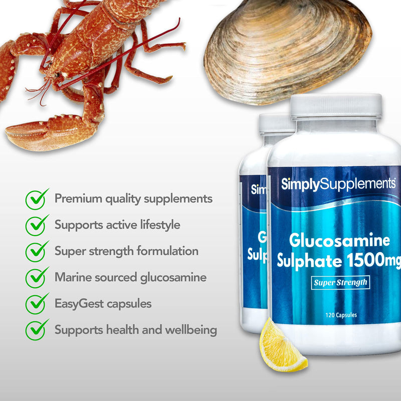 Glucosamine Sulphate 1500mg | 240 Capsules (2 pots of 120) | for Customers Looking to Support an Active Lifestyle | Manufactured in The UK - BeesActive Australia
