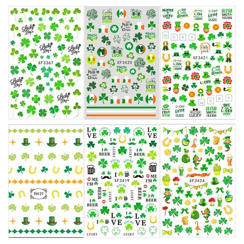 Kalrus 1000+Patterns St. Patrick’s Day Nail Sticker Luck of The Irish Nail Art Stickers Decals Shamrock Nail Decorations for Kids Girl Women Self-Adhesive Nail Tips False Nail Sticker Design 12 Seets - BeesActive Australia