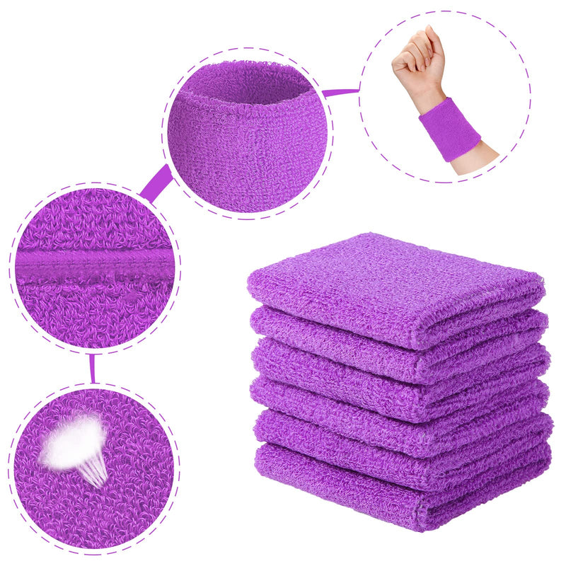 6 Pieces Wrist Sweatbands Sports Wristbands for Football Basketball, Running Athletic Sports Light Purple - BeesActive Australia