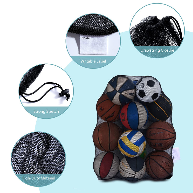 DoGeek Mesh Bag Durable Mesh Drawstring Bag Gym Sports Equipment Bag for Holding Basketball, Volleyball, Baseball, Swimming Gear 2 PCS - BeesActive Australia