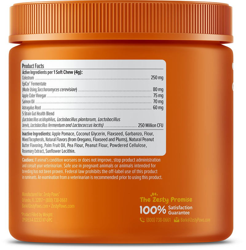 Zesty Paws Allergy Immune Supplement for Dogs - with Omega 3 Wild Alaskan Salmon Fish Oil & EpiCor + Digestive Prebiotics & Probiotics - Anti Itch & Skin Hot Spots + Seasonal Allergies Peanut Butter 90 Count - BeesActive Australia