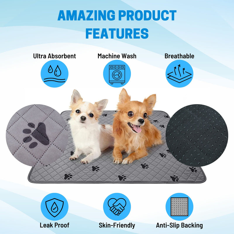 Washable Pee Pad for Dogs - 2 Reusable Puppy Pads for Potty Training Bundled with Dog Clippers for Grooming, Nail Trimmer, Pet Grooming Silicone Glove - BeesActive Australia