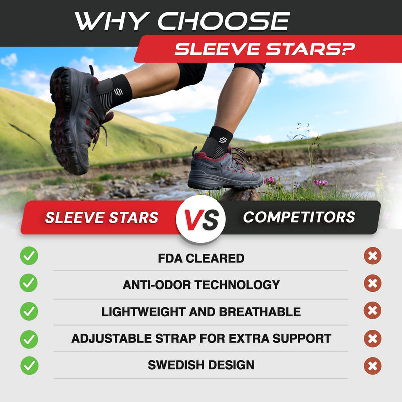 Sleeve Stars Ankle Braces for Plantar Fasciitis Relief, Ankle Wrap & Ankle Support for Women & Men w/Foot Strap for Sprained Ankle & Heel Protectors Sleeve, Heel Brace for Heel Pain (Pair/Black) - BeesActive Australia