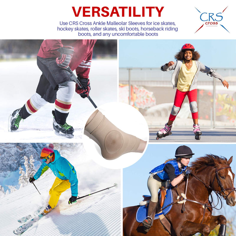 CRS Cross Ankle Malleolar Gel Sleeves - Padded Skate Sock with Ankle Bone Pads for Figure Skating, Hockey, Inline, Roller, Ski, Hiking or Riding Boots. Ankle Protector & Cushion One Size Fits Most - BeesActive Australia