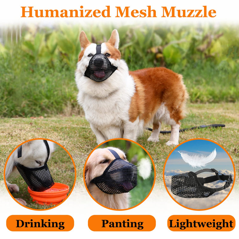Dog Muzzle, Soft Mesh Muzzle for Small Medium Large Dogs Labrador German Shepherd, Breathable Adjustable Muzzles for Biting, Chewing, Scavenging and Poisoned Bait, Allows Panting and Drinking Black L - BeesActive Australia