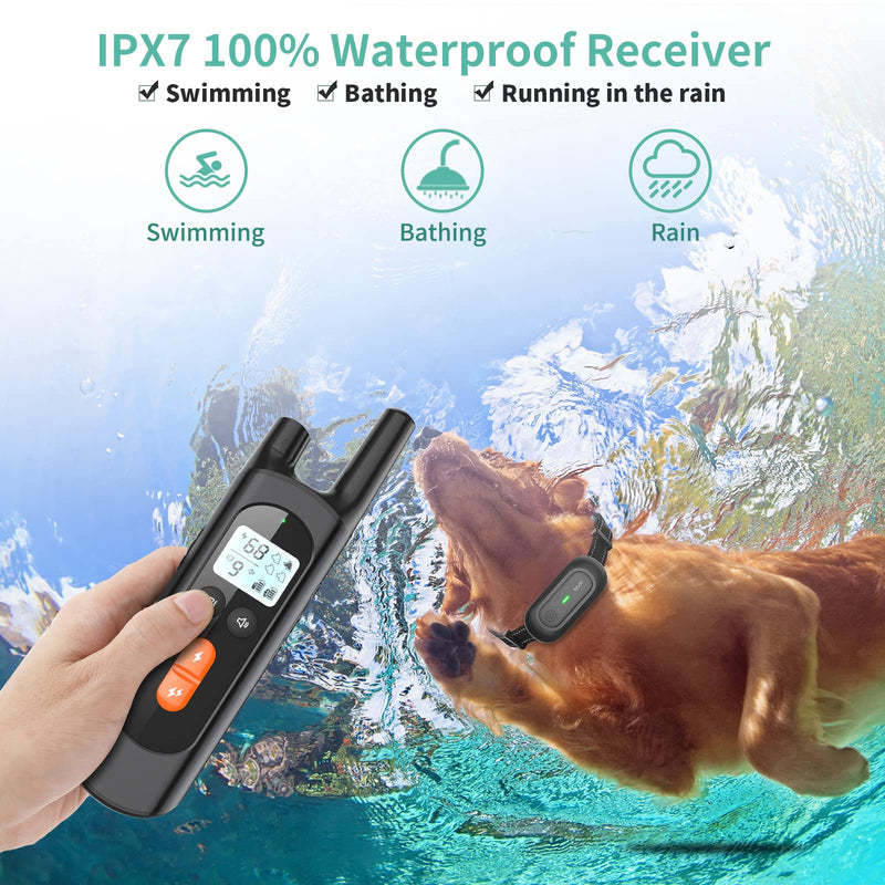 Dog Training Collar, Dog Shock Collar for Large Medium Small Dogs with Remote Range 2600Ft , Waterproof Rechargeable with Vibration, Beep, Shock Modes, 0 to 99 Adjustable Shock Levels - BeesActive Australia