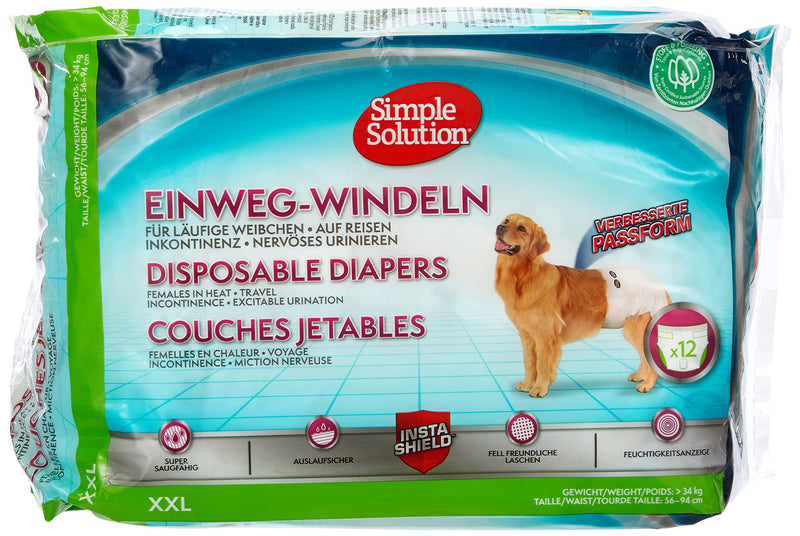 Simple Solution Disposable Dog Diapers for Female Dogs | Super Absorbent Leak-Proof Fit X-Large 12 count - BeesActive Australia