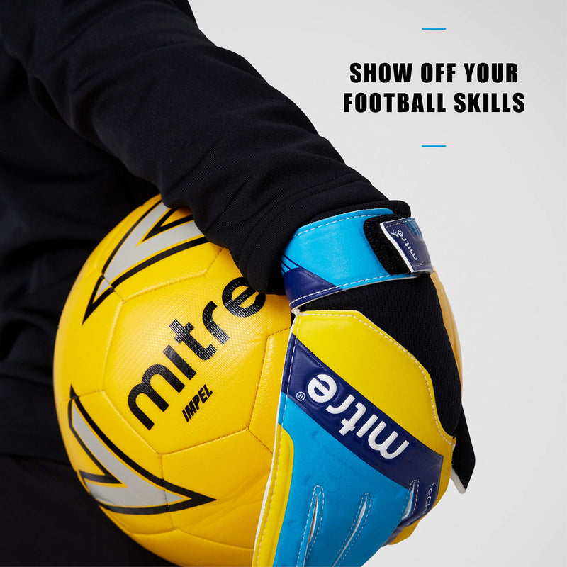 Mitre Magnetitie Soccer Goalie Gloves 8 Black/Cyan/Yellow - BeesActive Australia