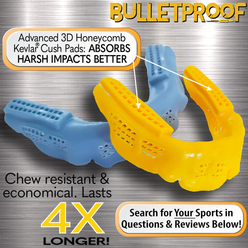 Bulletproof Kevlar: World’s Thinnest Sports Mouth Guard is 3X Stronger! Football Mouthpiece BJJ Mouthguard Lacrosse Basketball MMA Boxing Wrestling Adult Youth Kids Men Women Girl Night Guard Braces Clean White - BeesActive Australia