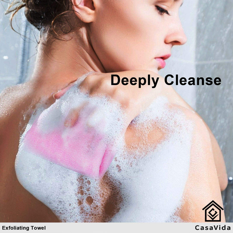 Exfoliating Washcloth Japanese Beauty Washcloth - African Net Sponge Nylon Bath Korean Loofah Towel Puff Large Wash Cloth Body Scrub Washcloths Shower Towel Back Scrubber For Shower 3 Pack by CasaVida Blue + Yellow + Pink - BeesActive Australia