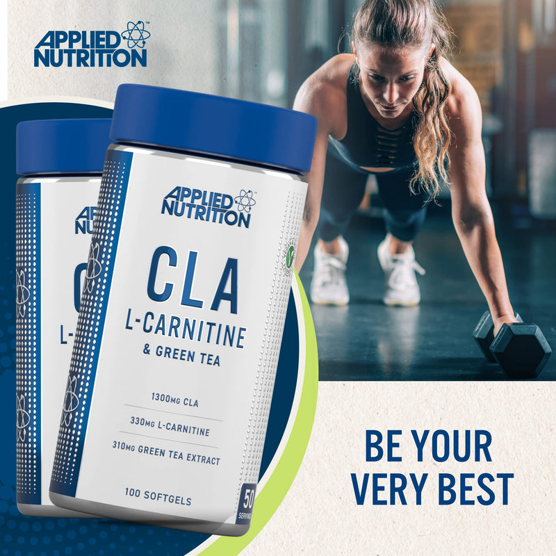 Applied Nutrition CLA L Carnitine & Green Tea - Natural Energy From CLA Conjugated Linoleic Acid, Fat Burning Blend Supplement, Support Weight Management, 100 Veggie Softgels - 50 Servings - BeesActive Australia