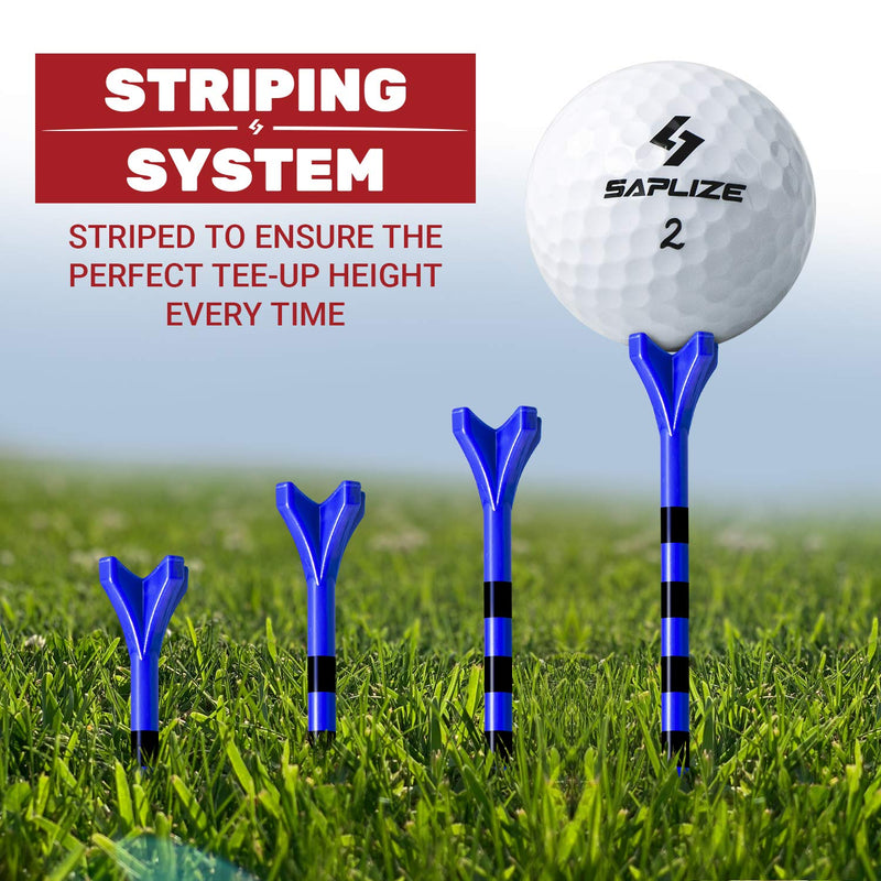 SAPLIZE Plastic Golf Tees (2-3/4"&3-1/4" Available) Reduces Friction & Side Spin 4 Prongs Plastic Tees Blue(3-1/4") 3-1/4", 50pcs - BeesActive Australia