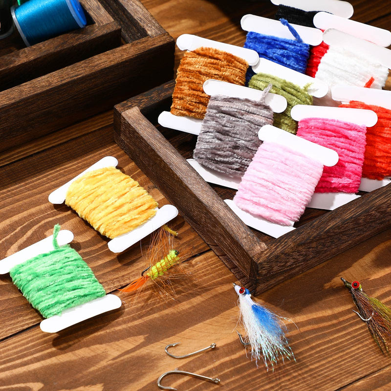 BBTO 12 Pieces Fly Tying Chenille Fly Tying Materials 65.64 Yards Chenille DIY Fly Tying Thread Craft Fly Tying Tinsel for Streamers Wooly Buggers Nymph Flex Hackle Chenille Style - BeesActive Australia