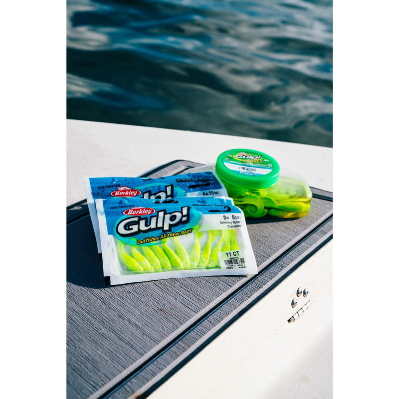 Berkley Gulp! Alive! Swimming Mullet , Pearl White, 5in - Pint 4x7 - BeesActive Australia