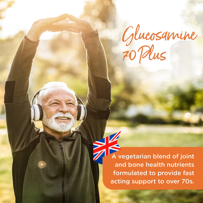 Healthspan Fast Release Glucosamine 70 Plus | 120 Capsules | with Vitamin C & Vitamin D3 | Easy to Digest | Calcium | Ginger | Vegetarian - BeesActive Australia