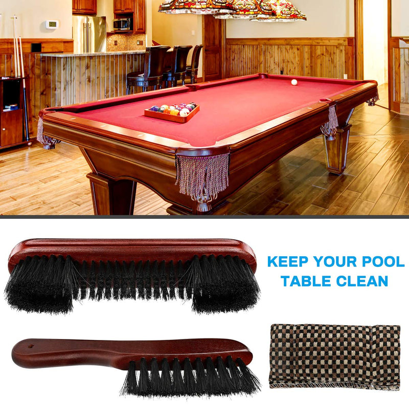 Allnice Wooden Billiards Pool Table and Rail Brush Set with Cue Shaft Burnisher, Pool Table Accessories Brush Kit for Pool Snooker Table Cleaning and Maintenance - BeesActive Australia