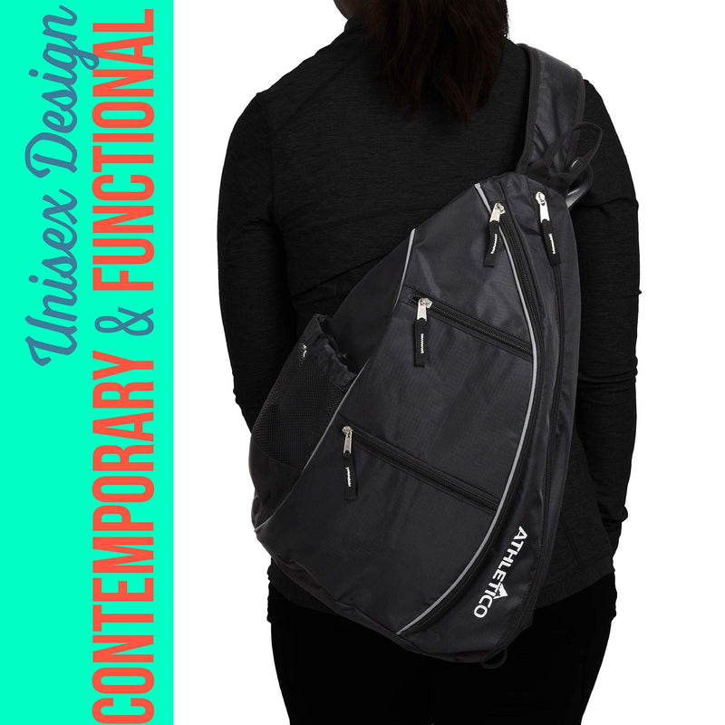 Athletico Sling Bag - Crossbody Backpack for Pickleball, Tennis, Racketball, and Travel for Men and Women (Black) - BeesActive Australia