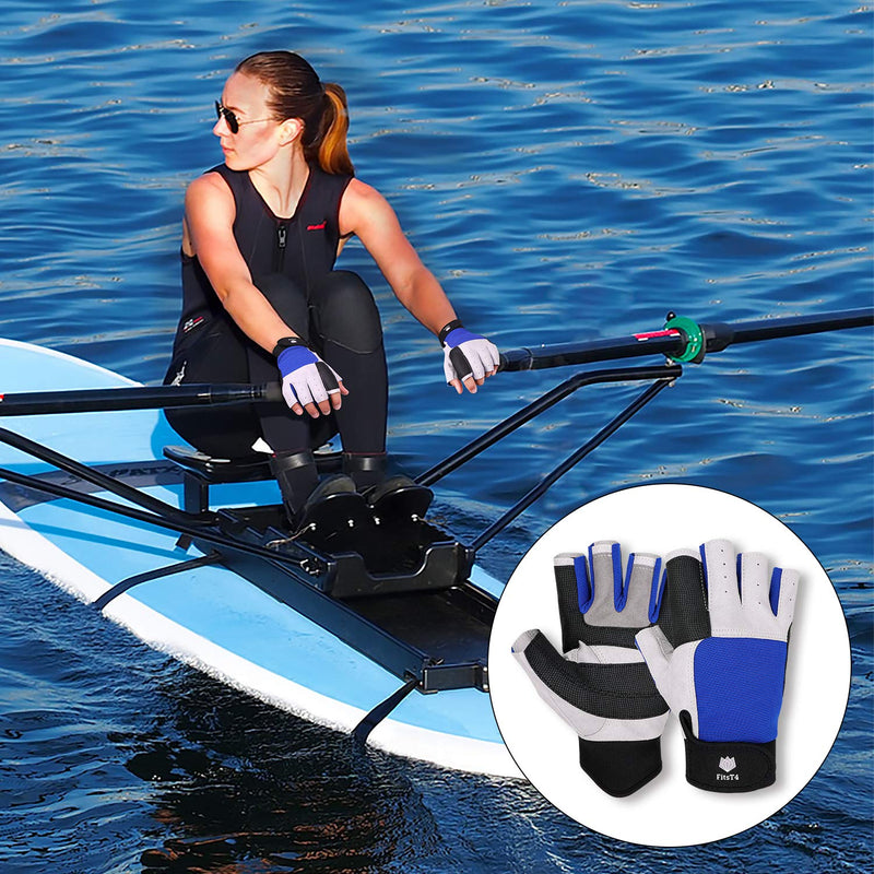 [AUSTRALIA] - FitsT4 Sailing Gloves 3/4 Finger and Grip Great for Sailing, Yachting, Paddling, Kayaking, Fishing, Dinghying Water Sports for Men and Women blue Medium 