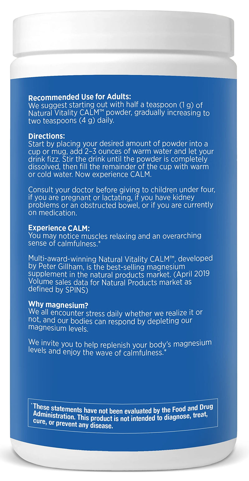 Natural Vitality Calm #1 Selling Magnesium Citrate Supplement, Anti-Stress Magnesium Supplement Drink Mix Powder- Raspberry Lemon, Vegan, Gluten Free and Non-GMO (Package May Vary), 16 oz 113 Servings - BeesActive Australia