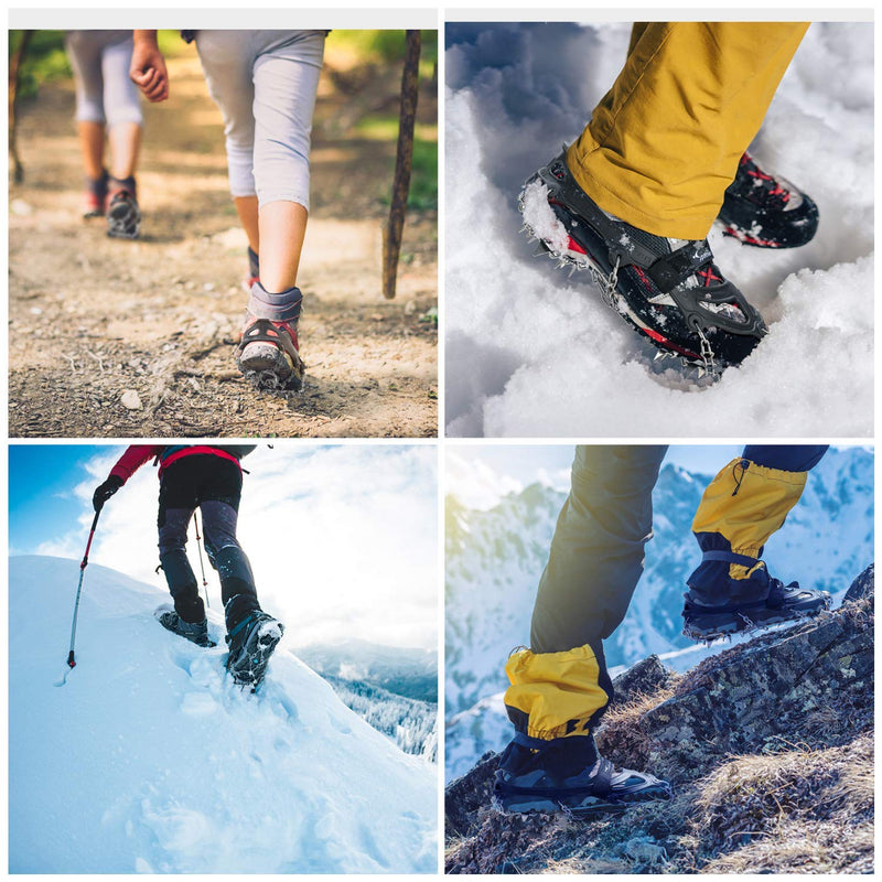 Crampons for Hiking Boots and Snow Shoes, Sportneer 19 Spikes Stainless Steel Anti-Slip Climbing Crampons, Boot Chains and Footwear Traction Microspikes for Hiking Walking Mountaineering Climbing Black X-Large - BeesActive Australia