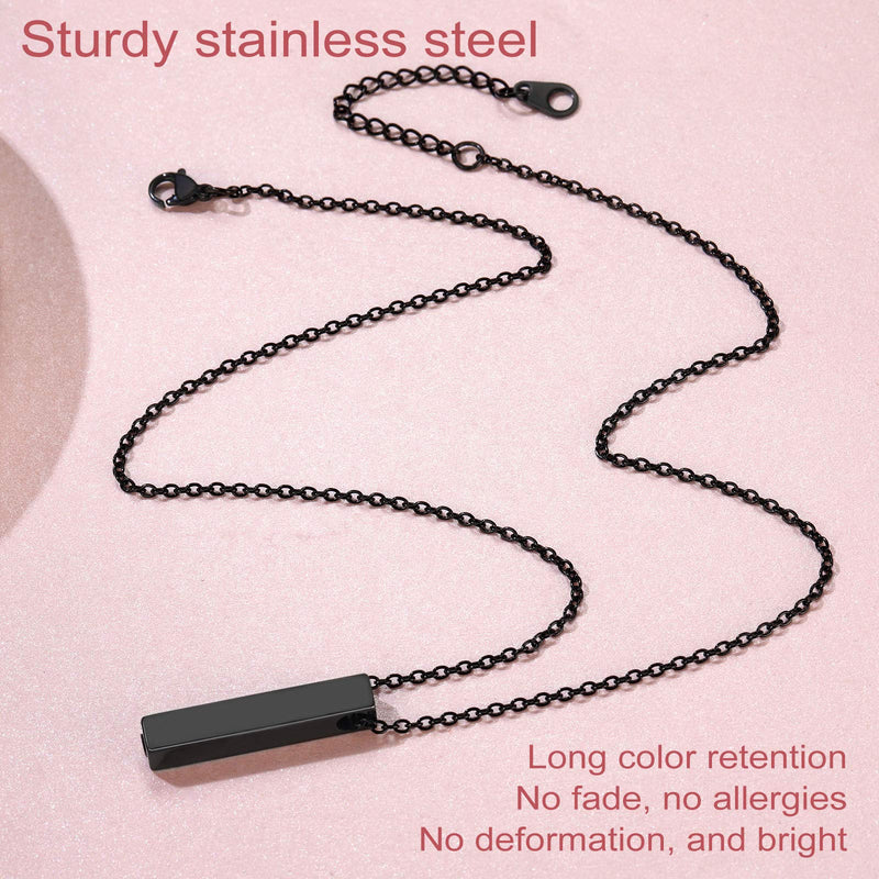 FindChic Personalized Urn Necklaces for Ashes Vertical Bar/Moon Cat/Sand Clock/Dog Claw Pendant Stainless Steel/18K Gold Plated/Black Waterproof Keepsake Cremation Jewelry with Funnel, with Gift Box 1. vertical bar (black) not customized - BeesActive Australia