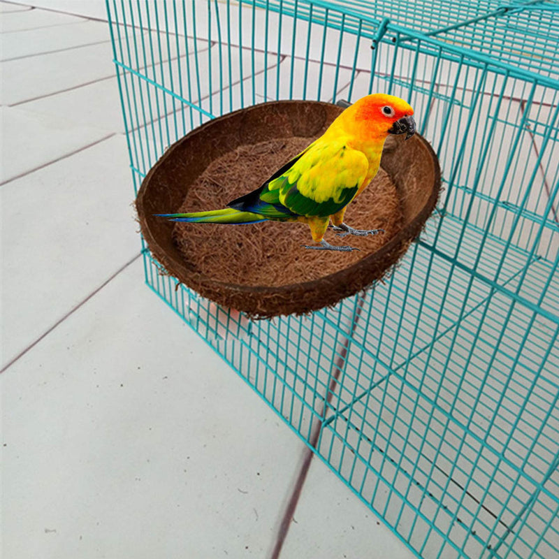 Tfwadmx Bird Nests Natural Coconut Shell Bird Breeding Hatching Nest Parrot Nesting Box Cage Hatch House Hut Cave Parrot Cage Accessories Toys for Budgie Parakeet Cockatiel Parakeet 1PCS - BeesActive Australia