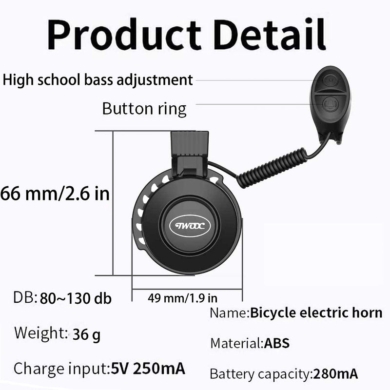 KEWAYO Electric Bike Horn Electronic Bicycle Bell 80~130 DB Waterproof 3 Sound Modes with Rechargeable Battery - BeesActive Australia