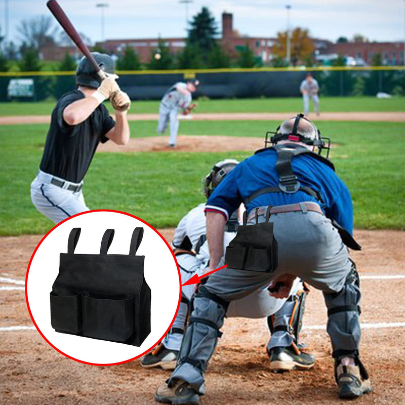 Joewuzun 2pcs Umpire Ball Bag Umpire Gear Oxford Black Fabric with 2 Side Pockets Umpire Gear for Baseball Large Softball Belt Extra - BeesActive Australia