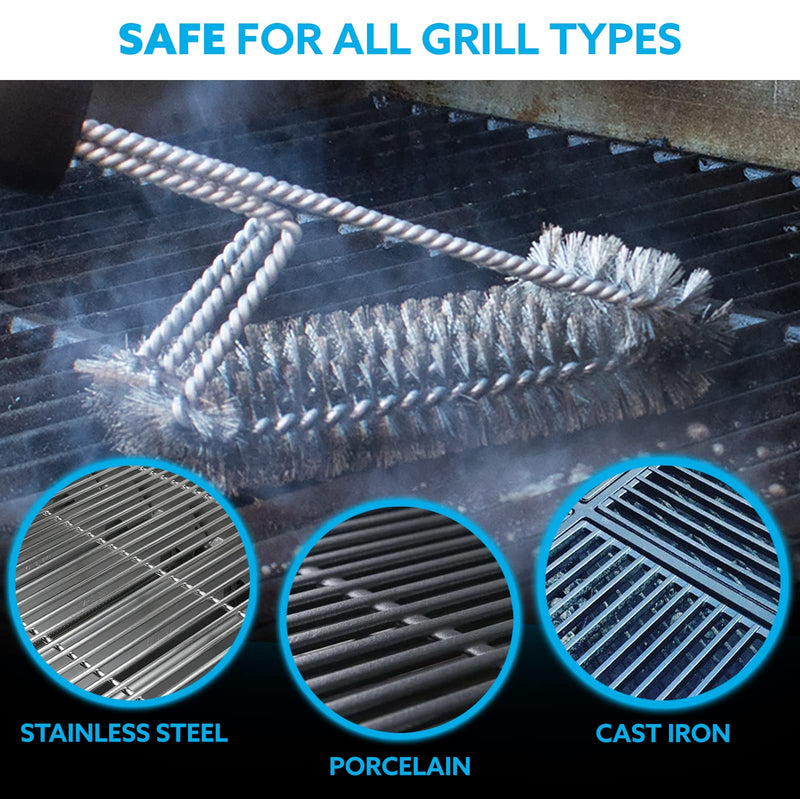 Kona 360/Clean Grill Brush - Powerful 30-Second Grill Cleaner - The World's Best Grill Brush, Bristle | Free of Brass Wire & Safe BBQ Grill Brush, BBQ Brush Accessory for Grill Cleaning Kit - 18 Inch 1 Black - BeesActive Australia