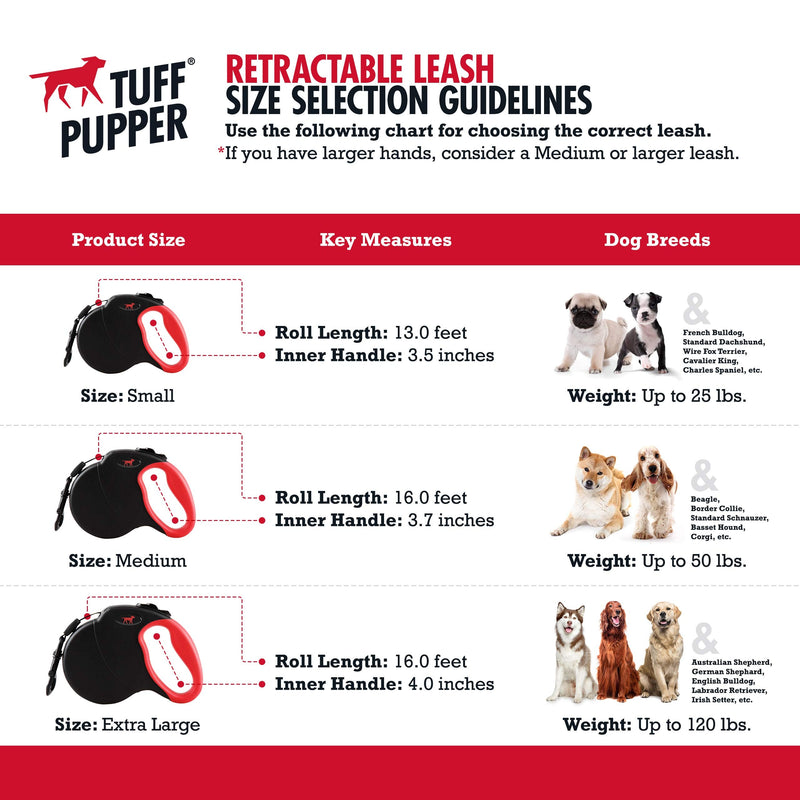 Tuff Pupper Heavy Duty Retractable Dog Leash | 16 ft Dog Leash with Reflective Stitching for Nighttime Safety | One Button Lock and Release | Comfortable Hand Grip | for Dogs Up to 120 lbs X-Large (Pack of 1) Ultra Violet - BeesActive Australia
