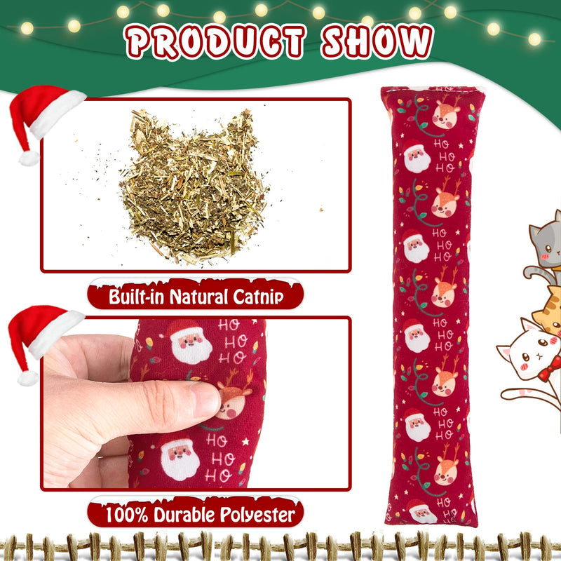 KOOLTAIL Christmas Catnip Toys for Indoor Cats - 3 Pack Kitten Plush Kicker Toys - Cat Chew Toy Filled with Natural Catnip, Kitty Kick Pillow Toy with Cute Printing - BeesActive Australia