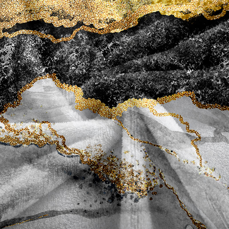Bedbay Black Gold Marble Blanket Black Grey Marble Texture Flannel Throw Blanket Modern Marble Texture Soft Lightweight Fluffy Throws for Bed Couch Chair or Floor(Grey Gold, Throw(50"x60")) Grey Gold Throw(50"x60") - BeesActive Australia