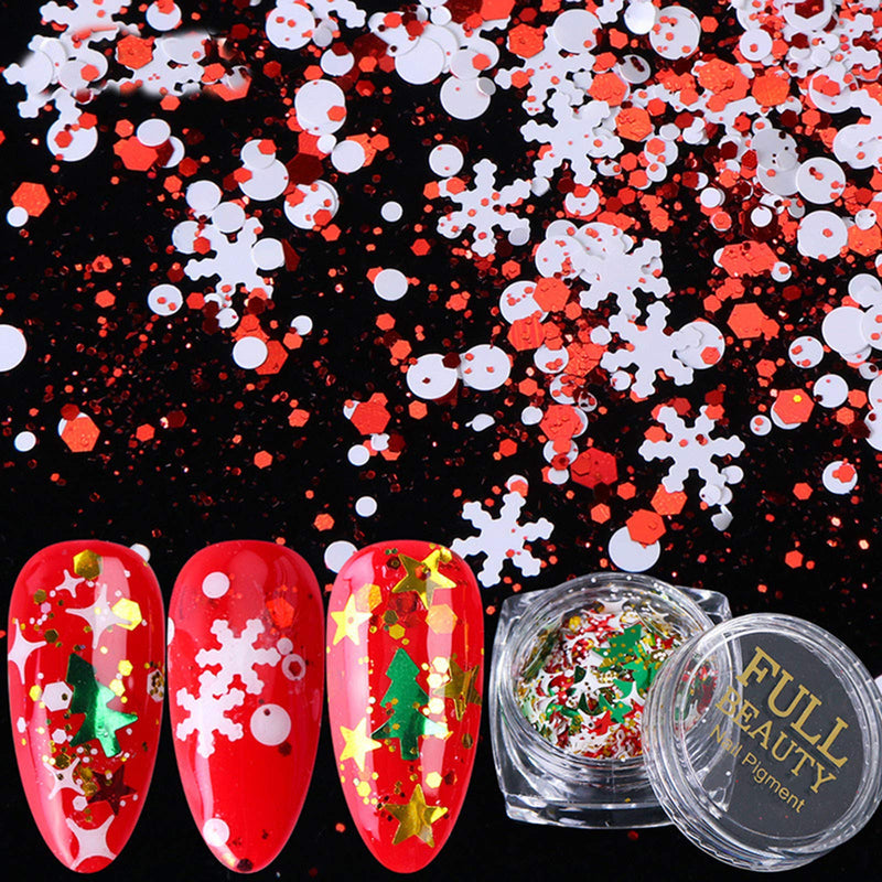 3D Holographic Nail Art Glitter 6 Boxes/Set Sparkly Snowflake Star Nail Sequins Ultra thin Nail Flake Acrylic Resin Paillettes Confetti Face Body Makeup Glitter Nail Decals Women Nail Decoration Kits - BeesActive Australia