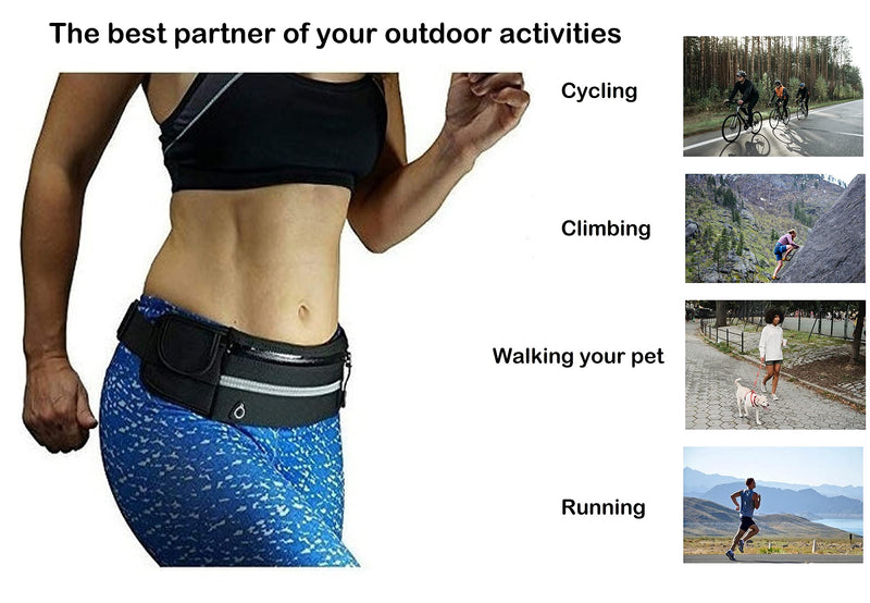 Generico, Sports Fanny Pack, Waist Bag For Running, Excercise Belt for cell phone, money, keys, Training Bag for cycling, travel, Black, Adjustable, for men, for women - BeesActive Australia