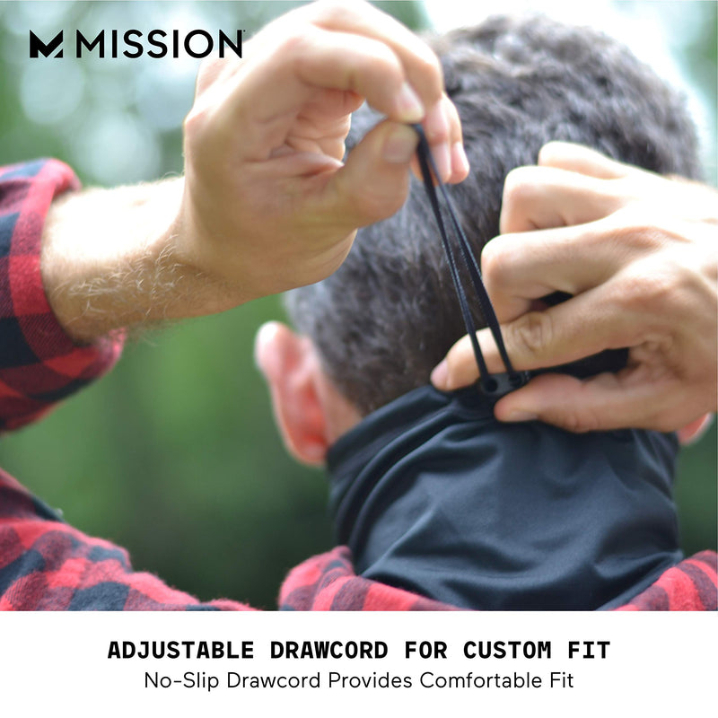 MISSION All Season Neck Gaiter, Adjustable Draw cord, Face Cover, Breathable Fabric, Reusable & Machine Washable, UPF 50 Anthracite Black - BeesActive Australia