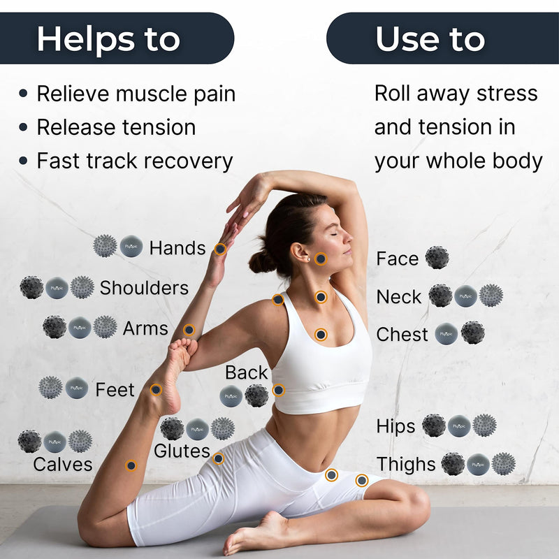 Plyopic Massage Ball Set - for Deep Tissue Muscle Recovery, Myofascial Release, Trigger Point Therapy, Mobility, Plantar Fasciitis Relief - Eliminate Muscle Pain and Tension in Your Back Neck Foot - BeesActive Australia