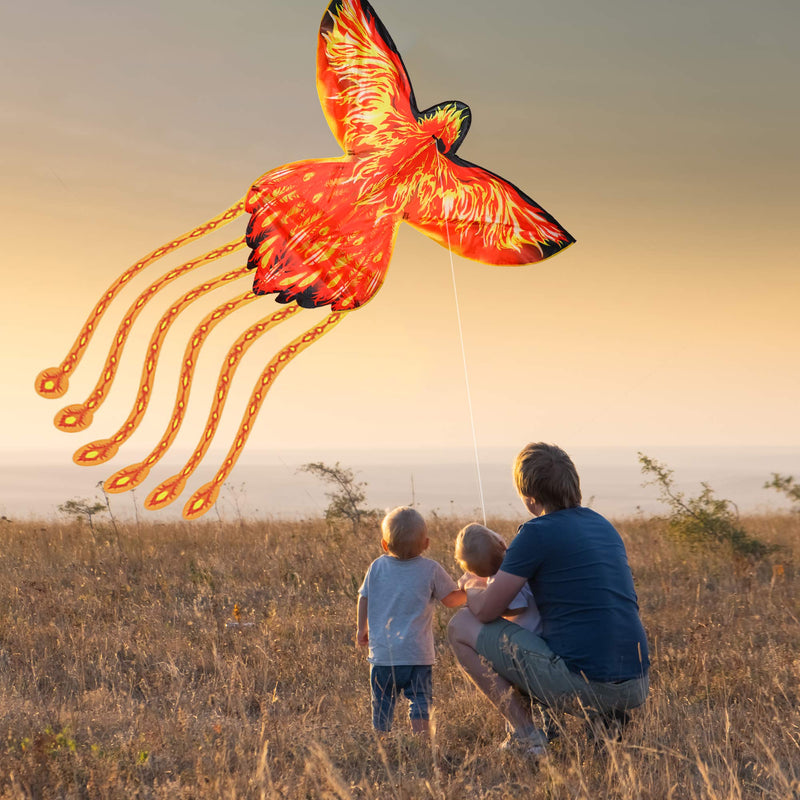 JEKOSEN Phoenix Huge Kite for Kids and Adults Easy to Fly Single Line String with Tail for Beach Trip Park Family Outdoor Games and Activities - BeesActive Australia