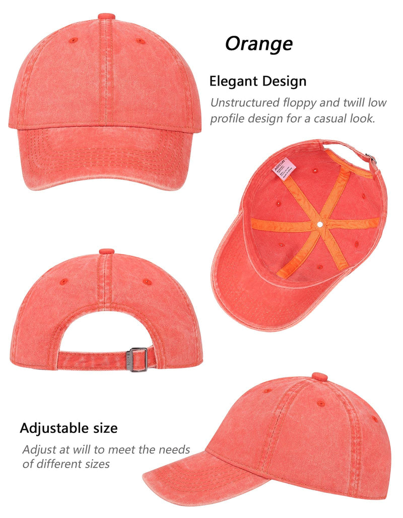 AOSMI 3 Pack Vintage Washed Cotton Adjustable Baseball Caps for Men Women Unstructured Low Profile Plain Classic Dad Hat Black-orange-yellow - BeesActive Australia